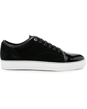 Lanvin Dbb1 Patent-Toe Suede Sneakers - Black
