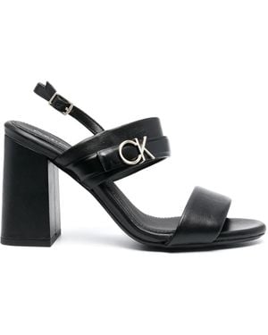 Calvin Klein ロゴ レザーサンダル - ブラック