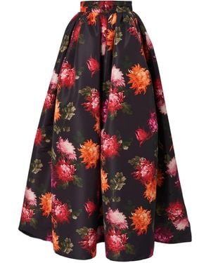 Carolina Herrera Chrysanthemum-Print Ball Maxi Skirt - Red