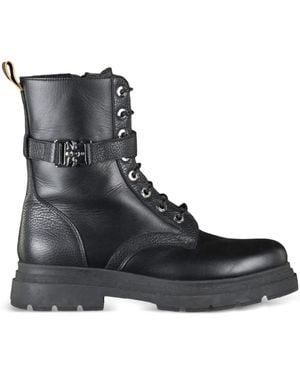 Moorer Lavinia Buckle Lace-Up Boots - Black