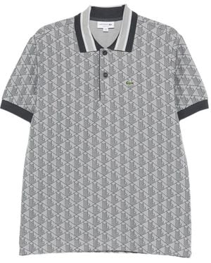 Lacoste Monogram-Pattern Polo Shirt - Grey