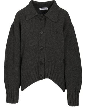 The Attico Logo-Embroidered Cardigan - Black