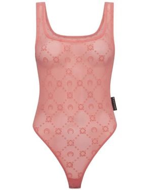 Marine Serre Flocked Bodysuit - Pink
