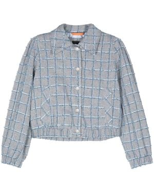 BOSS Check-Pattern Tweed Jacket - Blue