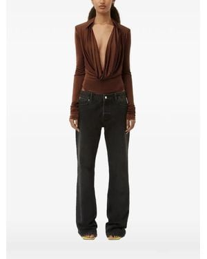 GAUGE81 Draped V-Neck Bodysuit - Brown