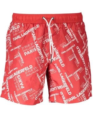 KARL LAGERFELD Logo-Print Swim Shorts - Red