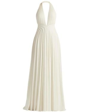Tadashi Shoji Zarelle Pleated Halter Dress - White