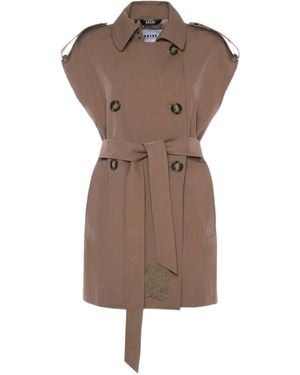 Bazar Deluxe Sleeveless Trench Coat - Brown