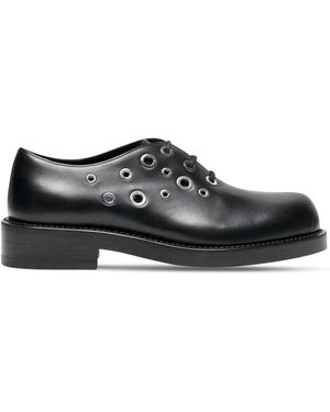 NAMACHEKO Eyelet-Embellished Leather Derby Shoes - Black