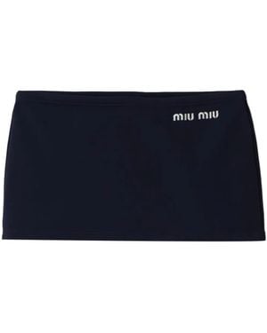 Miu Miu Embroidered-Logo Mini Skirt - Blue