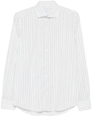 Manuel Ritz Pinstripe-Print Poplin Shirt - White