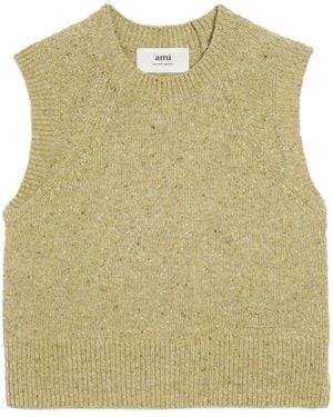 Ami Paris Logo-Embroidered Knitted Vest - Green