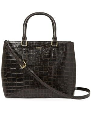 Osprey Adaline Croc-Effect Leather Tote Bag - Black