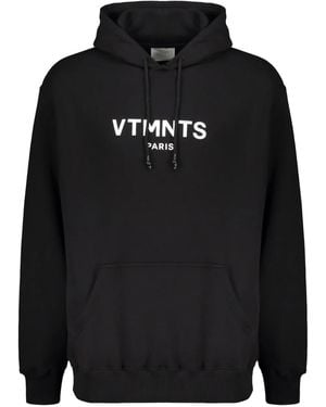 Vetements Logo-print ribbed-cuff hoodie - Negro