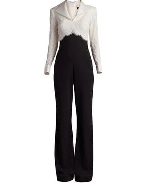 Tadashi Shoji Jumpsuit mit Spitzeneinsatz - Schwarz