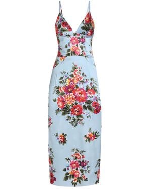 Dolce & Gabbana Floral V-Neck Midi Dress - White