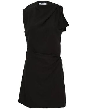 MSGM Draped Sleeveless Mini Dress - Black