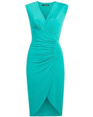 Roberto Cavalli Ruched Wrap Midi Dress - Blue