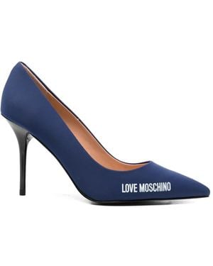Love Moschino Logo-Print Court Shoes - Blue