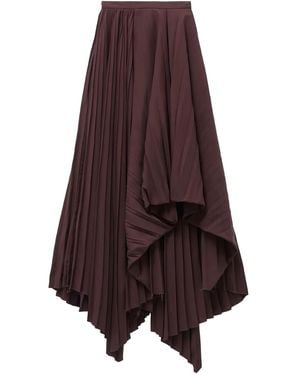 McQueen Pleated Asymmetric Midi Skirt - Purple