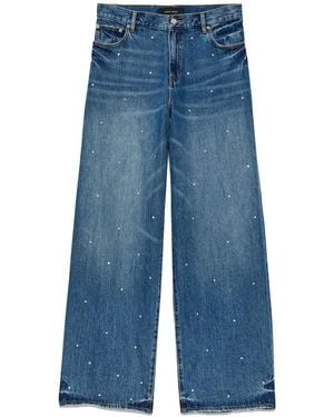 Purple Brand Vaqueros Anchos Con Aplique De Strass - Azul