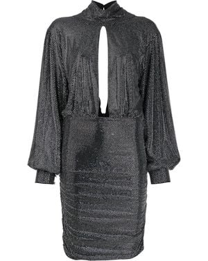 Philipp Plein Encrusted Rhinestone Jersey Dress - Grey