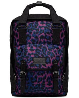 Doughnut Macaroon Jaguar Leopard-Print Buckle-Detail Backpack - Blue
