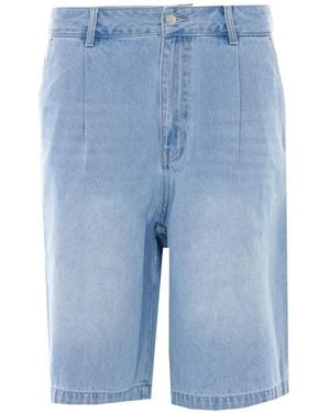DUNST Pleated Denim Shorts - Blue