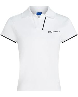 KARL LAGERFELD Slim-Fit Logo Polo Top - White