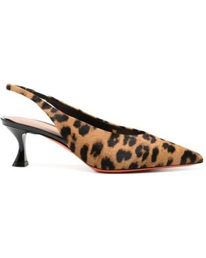 Santoni Nora Slingback-Pumps Mit Leopardenprint - Braun