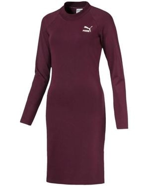 PUMA Classics Long-Sleeved Mini Dress - Purple