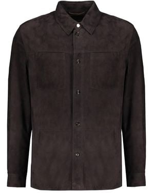 Moorer Bobbio Leather Shirt Jacket - Black