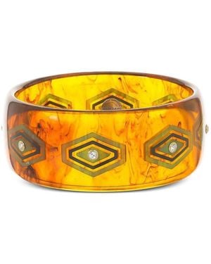 Mark Davis 18K Sapphire Bakelite Bangle Bracelet - Yellow