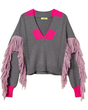 Twinset Myfo Cable-Knit Fringe Jumper - Pink