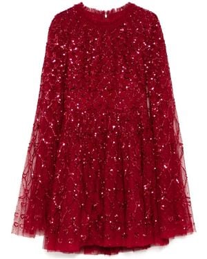 Needle & Thread Heart Lattice Micro Mini Dress - Red