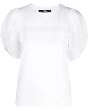 KARL LAGERFELD Puffy Sleeve T-Shirt - White