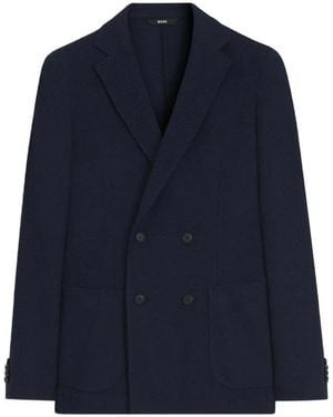 BOSS Hanry Double-Breasted Slim-Fit Blazer - Blue