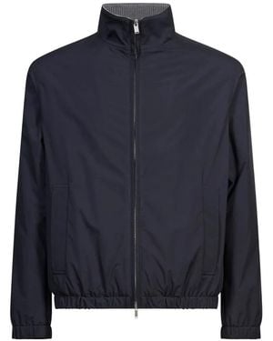 Lardini High-Neck Elasticated-Trim Jacket - Blue