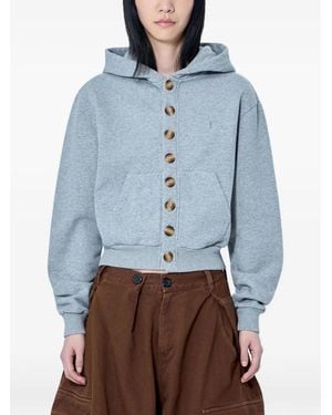 Abra Button-Front Hoodie - Blue