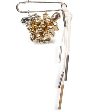Dries Van Noten Embellished Pin Brooch - White