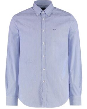 Paul & Shark Striped Button-Down Cotton Shirt - Blue