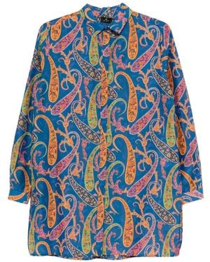 Etro Camisa Con Estampado De Cachemira - Azul