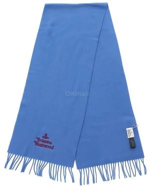 Vivienne Westwood Sjaal Met Geborduurd Logo En Franje - Blauw