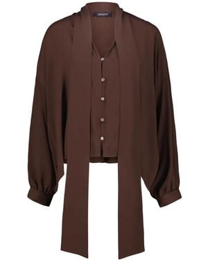 DR. HOPE Tie-Neck Button-Up Shirt - Brown