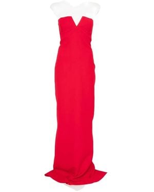 The New Arrivals Ilkyaz Ozel Ecliptica Strapless V-Neck Maxi Dress - Red