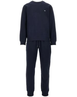 EA7 Logo-Print Tracksuit - Blue