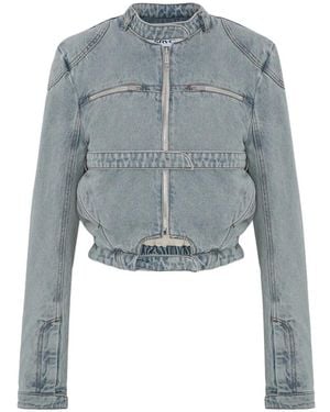 SRVC Studio Zip-Fastening Cut-Out Denim Jacket - Blue