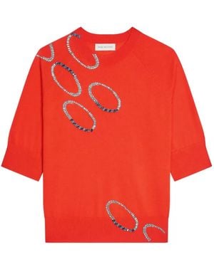 Dries Van Noten Embellished Short-Sleeve Top - Red
