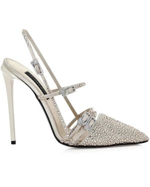 Philipp Plein 120Mm Slingback Court Shoes - White