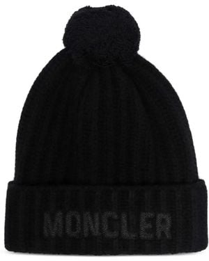 Moncler Logo-Detail Beanie Hat - Black